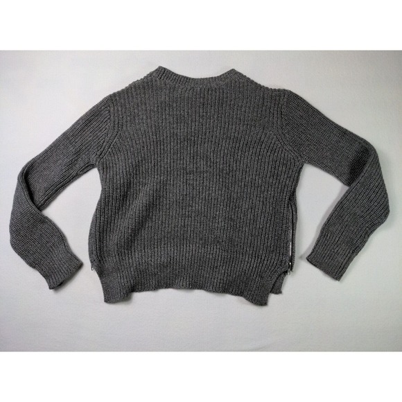 H & M Women's Long Sleeve Medium Knit With Side Zippers Pull over Gray Sweater - Picture 10 of 12